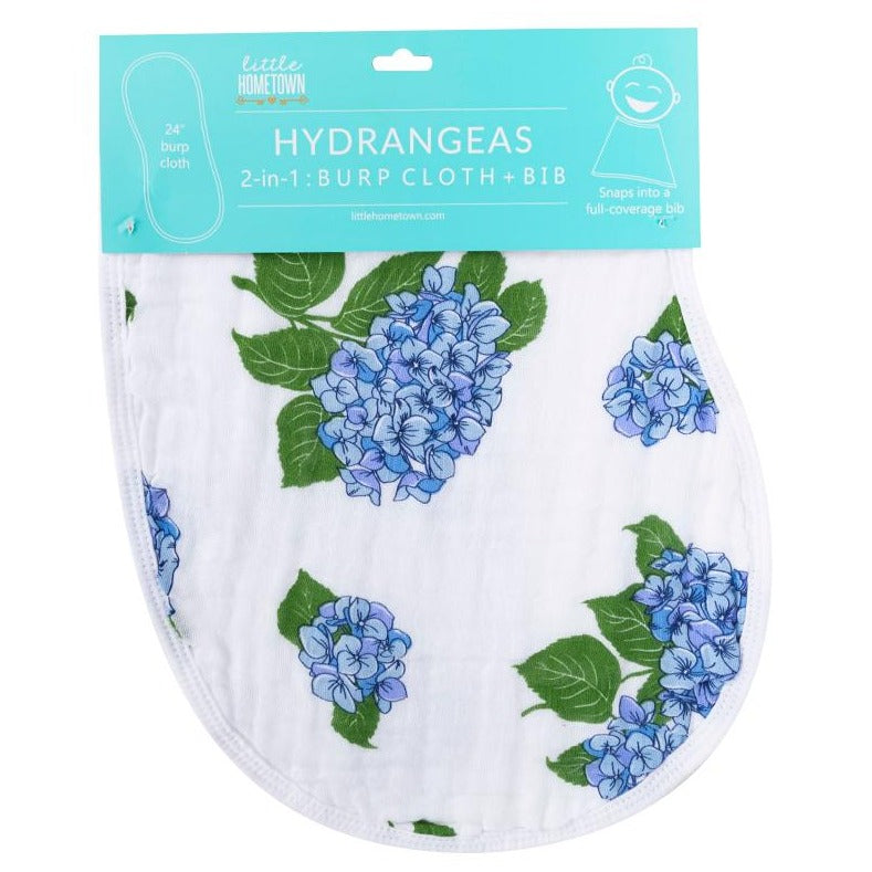 Hydrangeas 2-in-1 Burp Cloth / Bib